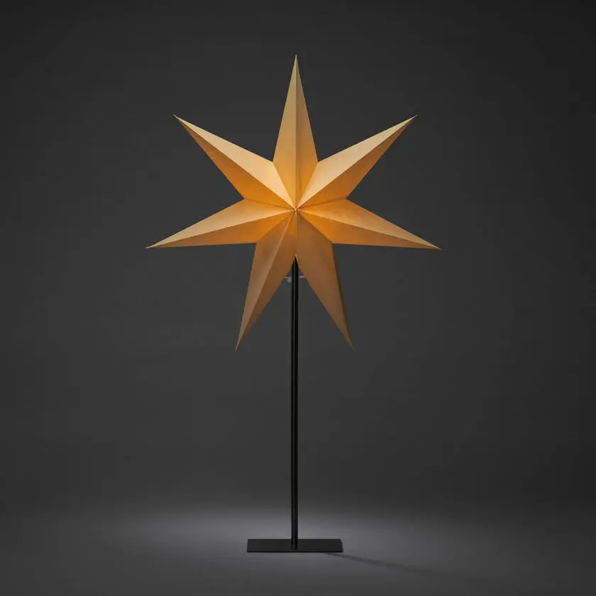 Papieren Ster Ø50 Beige Van Konstsmide - Cre&euml;er een warme en uitnodigende kerstsfeer met deze prachtige papieren ster op de voet.