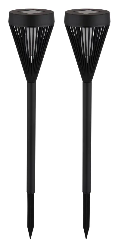Fire 2 Stuks Zwart solarlamp Van Globo Lighting - Cre&euml;er een sfeervolle sfeer in de tuin met Fire, een 2-pack zaklampen op zonne-energie.