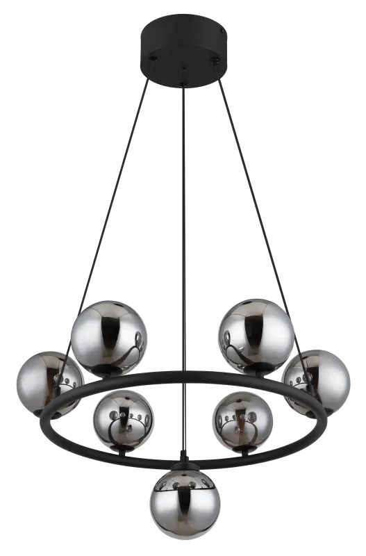 Riha Ø60 Rookkleurig hanglamp Van Globo Lighting - Lampan &auml;r av mattsvart metall och ger ditt hem en lyxig och inbjudande atmosf&auml;r.