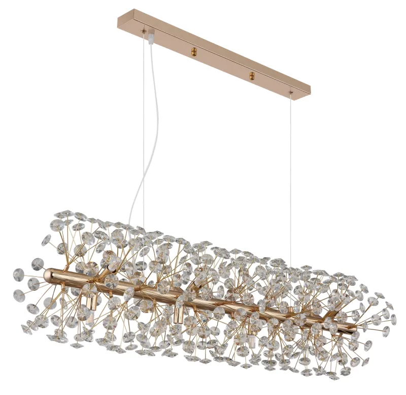 Katrina 90cm Goud kristal Van Globo Lighting - Laat Katrina het kroonjuweel van uw huis zijn en geef uw kamers een tijdloze elegantie met sprankelende schittering.