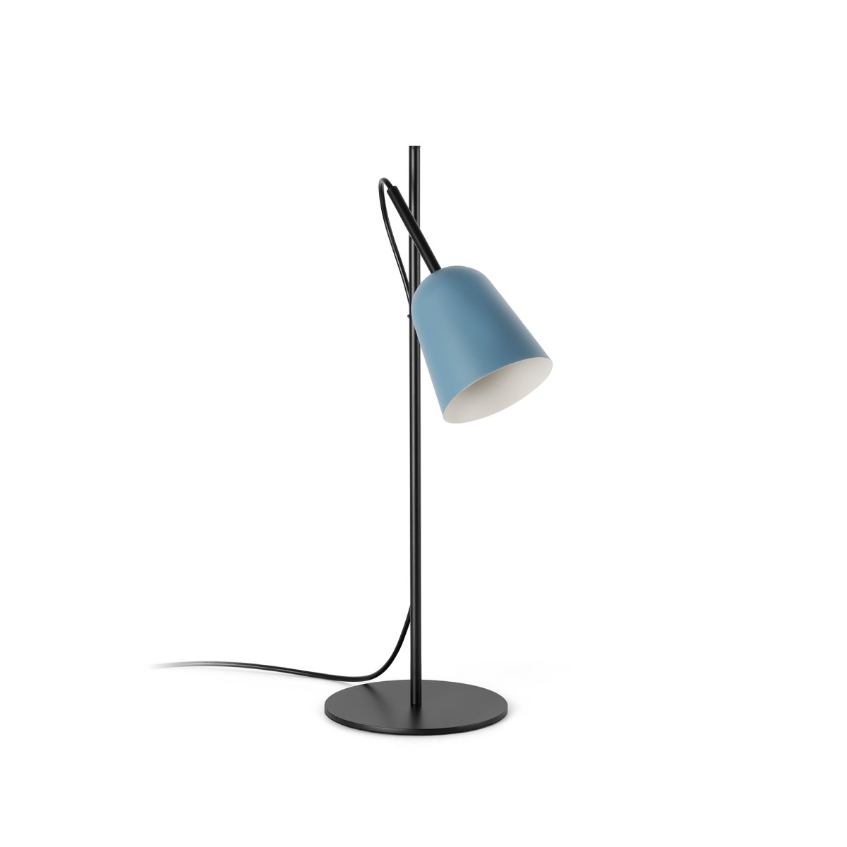 Studio 55cm Blauw bureaulamp Van Faro Barcelona - Het kenmerk van de lamp is de decoratieve kabelklem in de vorm van een boomtak, een uniek detail dat karakter toevoegt.
