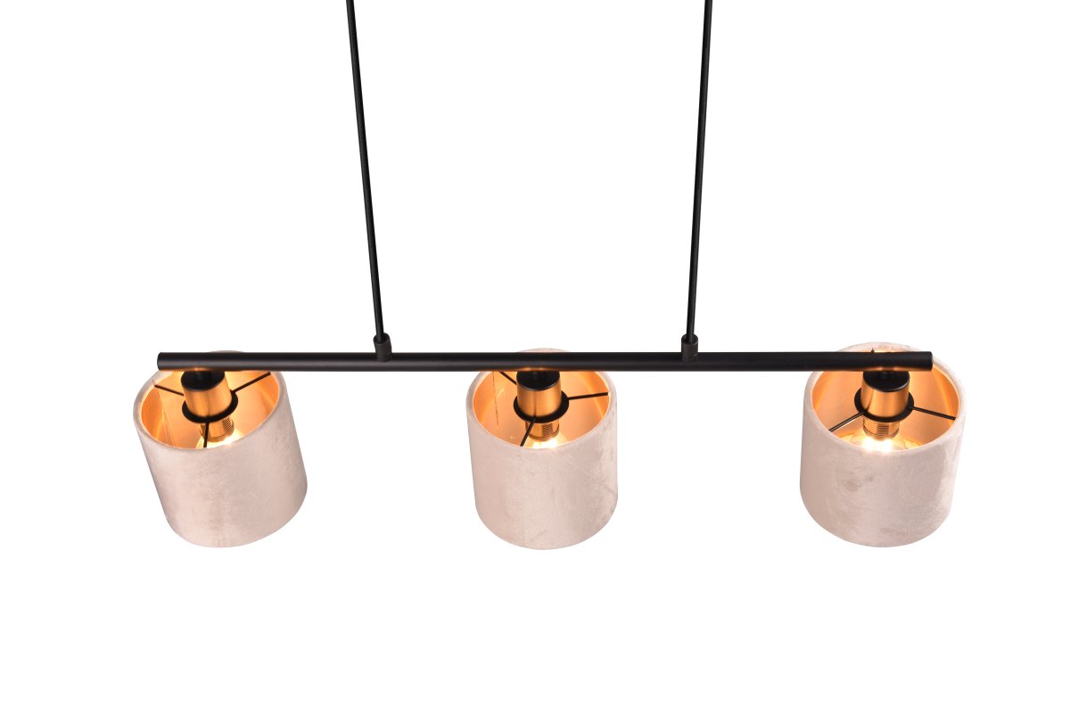 Julieta 66cm Beige hanglamp Van Trio Lighting - De gouden tinten aan de binnenkant van de kappen creëren een verfijnd lichteffect en maken de lamp tot een stijlvolle blikvanger.