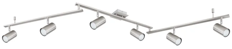 Robby 6 Nikkel spot Van Globo Lighting - Den best&aring;r av tre metallst&auml;nger, var och en utrustad med tv&aring; vridbara GU10-socklar med metallfinish.