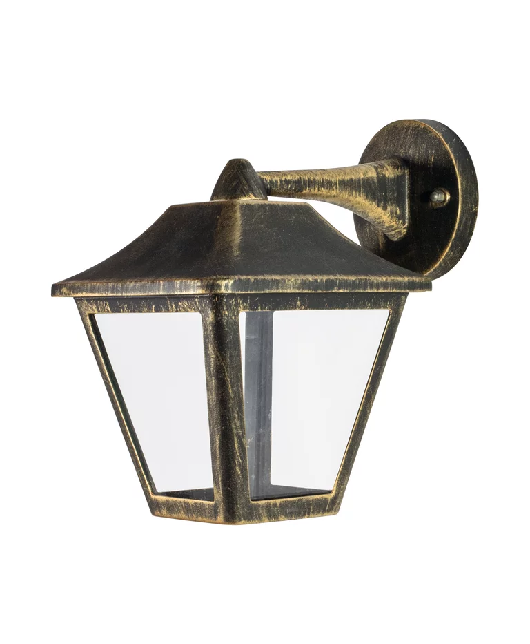 Tradition Zwart/goud buitenlamp Van Ledvance - Het is gemaakt van gegoten aluminium in een zwart en goud design met een heldere polycarbonaat diffuser voor een aangenaam en helder licht.