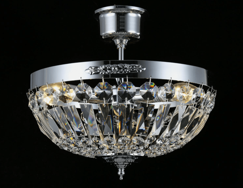 Rhea Ø35 Zilver kristal Van Norrsken Design - Rhea Chrome is een verfijnde plafondlamp met een elegante chromen afwerking en versierd met exclusieve prisma's van handgeslepen klasse 1 K9-kristal.