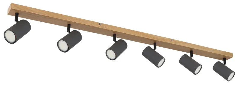 Robby 6 Bruin spot Van Globo Lighting - Robby &auml;r en&nbsp;stilren&nbsp;takspotlight som imponerar med sin eleganta design i grafitsvart metall och tr&auml;-look.