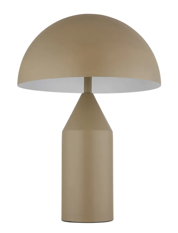 Atoma 40cm Zand tafellamp Van Globo Lighting - Sk&auml;rmen i matt, sandf&auml;rg och vitt skapar en harmonisk kontrast och ger en behaglig ljusspridning.