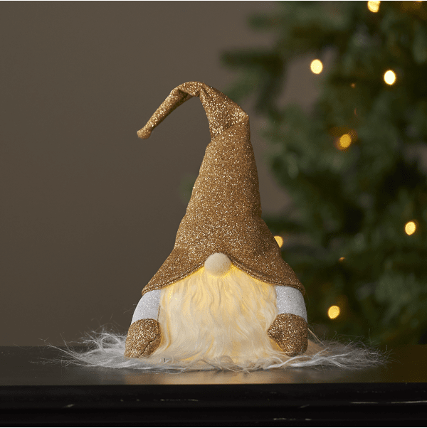 Joylight Kerstman Goud Van Star Trading - Decoratief figuur op batterijen met LED-verlichting voor gebruik binnenshuis.