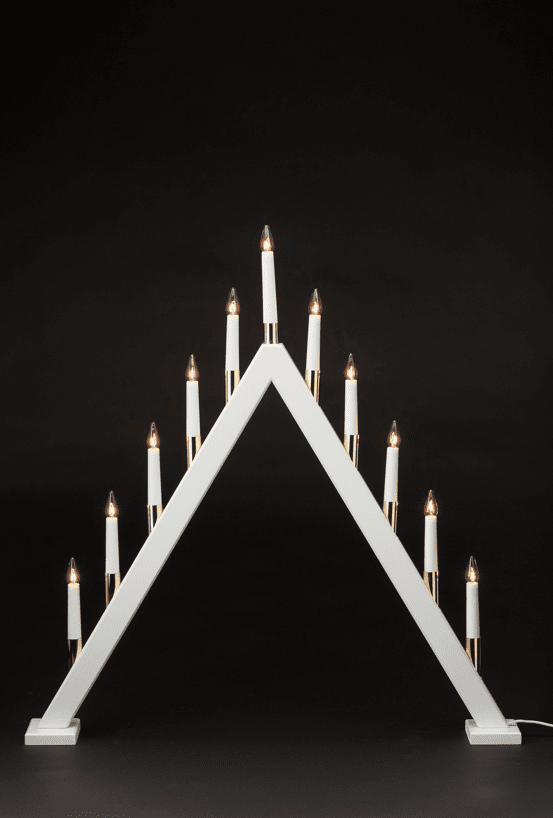 Hilda 11 Wit Van Pixie Design - De Hilda kandelaar met 11 armen in een witte afwerking met gouden details is een elegante en klassieke tafeldecoratie die de kerstsfeer in uw huis versterkt.