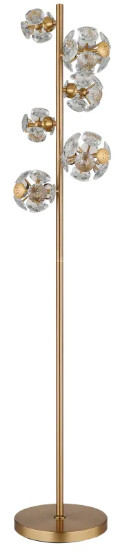 Virina Goud vloerlamp Van Globo Lighting - Med en perfekt balans mellan modern design och funktionalitet blir Virina ett lyxigt blickf&aring;ng som f&ouml;rh&ouml;jer rummets karakt&auml;r och skapar unika ljusmoment.