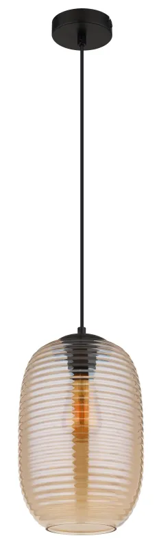Jefrey Ø20 Amber hanglamp Van Globo Lighting - Denna eleganta taklampa &auml;r utrustad med en rund glaskupa i varm b&auml;rnstensf&auml;rg.