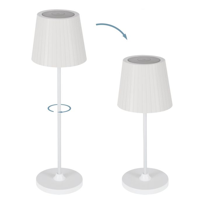 Cabozo 37cm Wit Draagbare Van Eglo - De lamp beschikt over een touchdimmer voor eenvoudige lichtregeling en heeft een IP44-classificatie voor bescherming tegen spatwater.