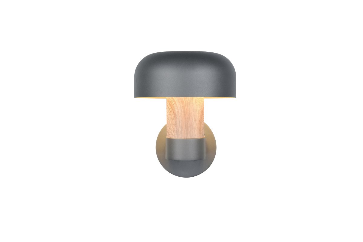 Fraser 24cm Imitatie van hout buitenlamp Van Trio Lighting - De donkergrijze afwerking en het op hout geïnspireerde deel geven de gevel een warm en stijlvol karakter.