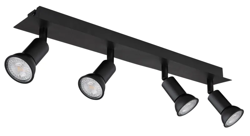 Drew 4 Zwart spot Van Globo Lighting - Drew &auml;r en stilren takspotlight som imponerar med sin enhetliga svarta design.
