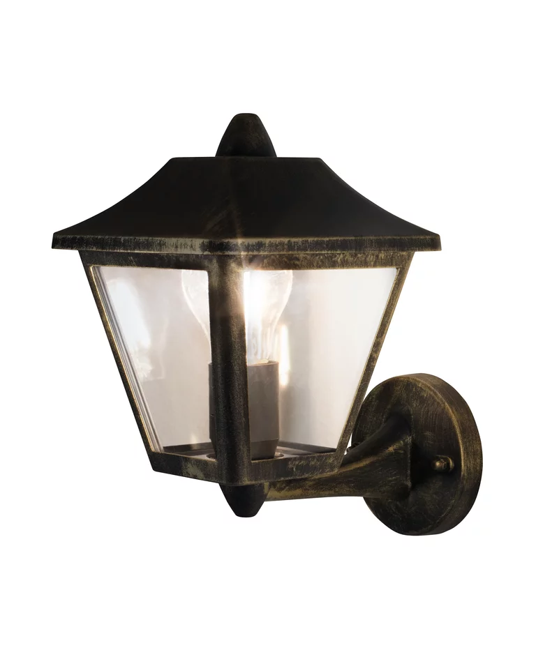 Tradition Zwart/goud buitenlamp Van Ledvance - Het is gemaakt van gegoten aluminium in een zwart en goud design met een heldere polycarbonaat diffuser voor een aangenaam en helder licht.
