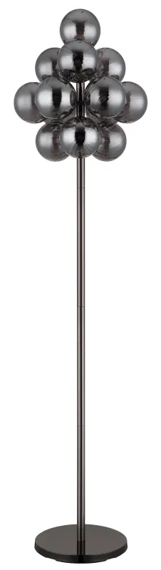 Conor Rookkleurig vloerlamp Van Globo Lighting - Den stilrena kombinationen av metall och glas skapar en sofistikerad och trendig look som passar perfekt i b&aring;de moderna och klassiska interi&ouml;rer.