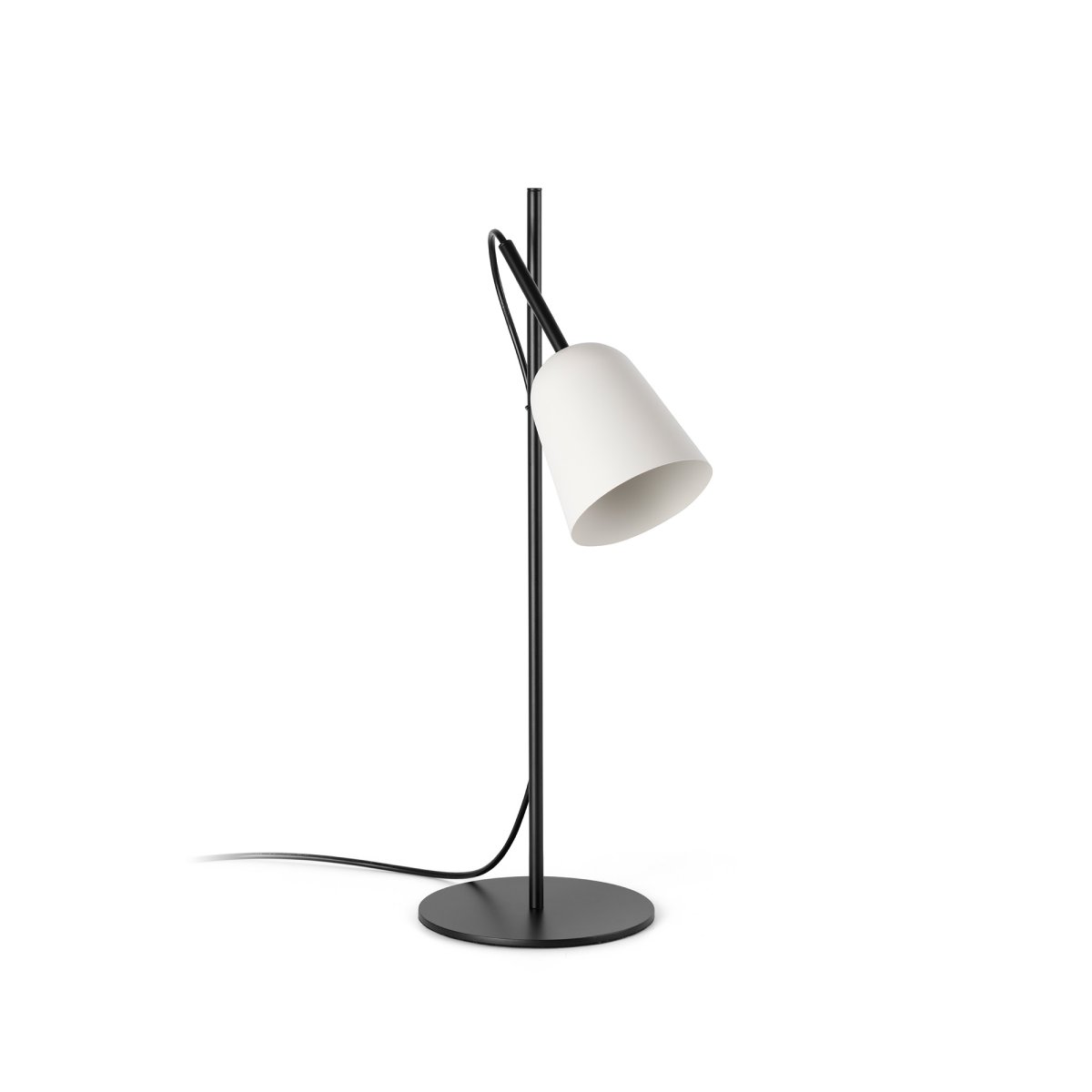 Studio 55cm Wit bureaulamp Van Faro Barcelona - Het kenmerk van de lamp is de decoratieve kabelklem in de vorm van een boomtak, een uniek detail dat karakter toevoegt.