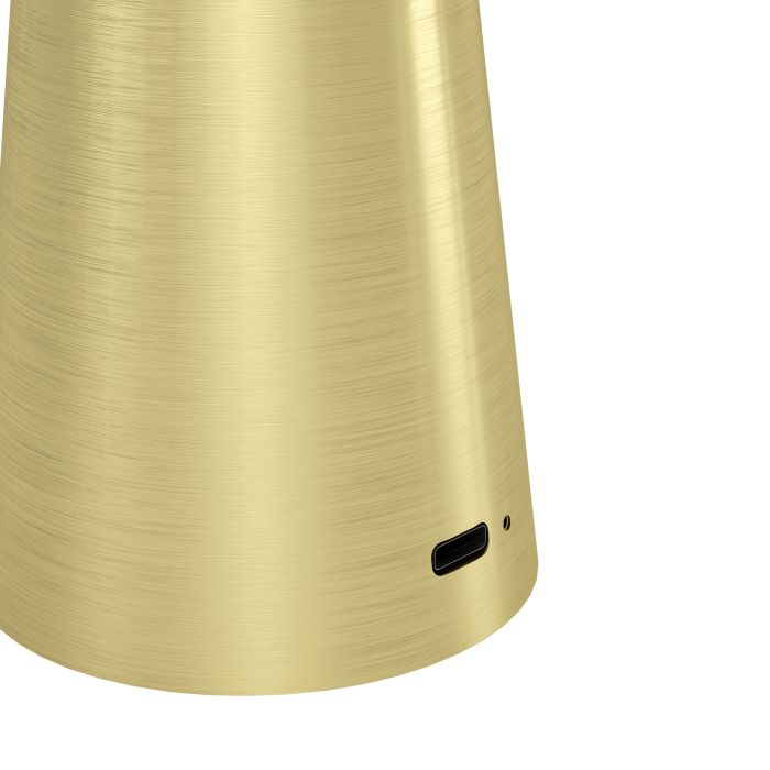 Piccola 28cm Geborsteld messing Draagbare Van Eglo - De lamp is eenvoudig te bedienen met een touchdimmer en wordt opgeladen via USB, waardoor de lamp draadloos is en eenvoudig mee te nemen.