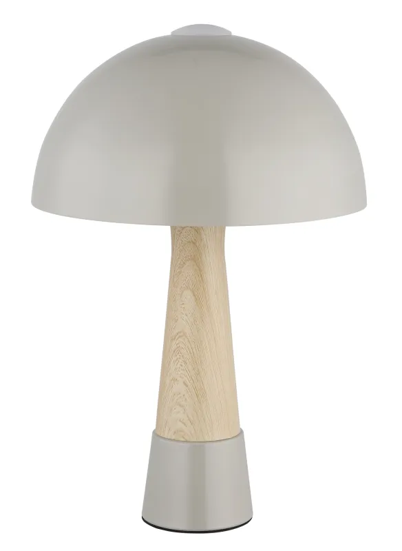 Paulin 36cm Grijs tafellamp Van Globo Lighting - Den runda kroppen i matt gr&aring; metall med tr&auml;look ger ett stilfullt och naturligt uttryck samtidigt som den &auml;r h&aring;llbar och l&auml;tt att reng&ouml;ra.