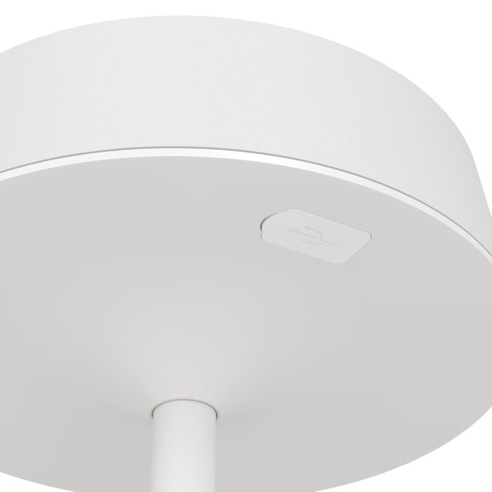 Simeri 30cm Wit solarlamp Van Eglo - De lamp laadt u eenvoudig op via het zonnepaneel of de meegeleverde USB-kabel en beschikt over een touchdimmer met drie helderheidsniveaus, waarmee u de verlichting naar wens kunt aanpassen.