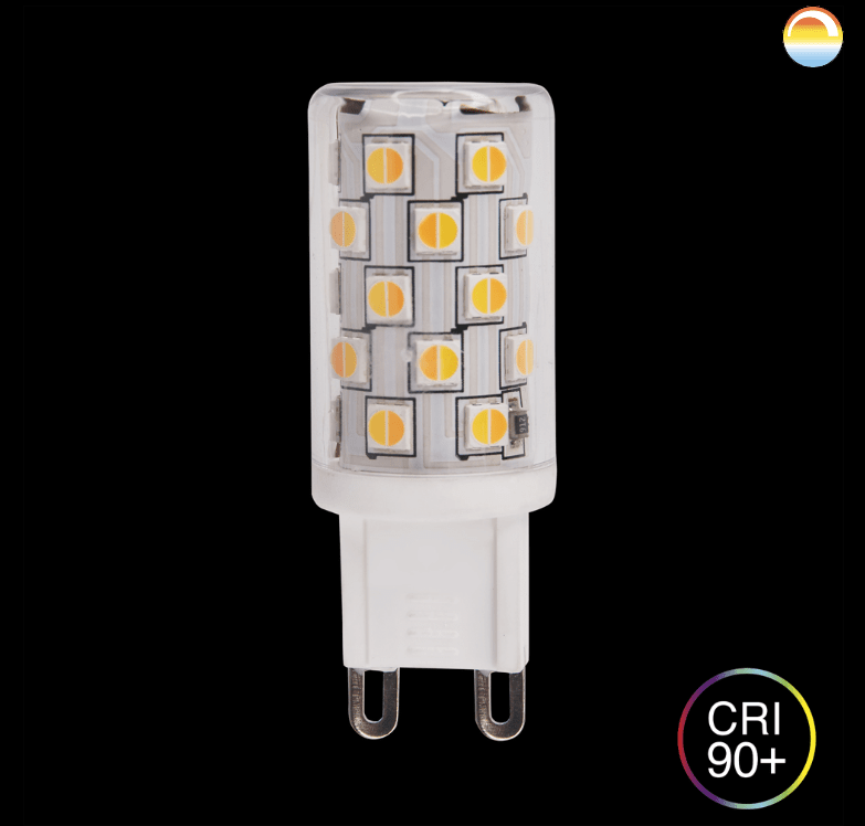 LED G9 4W 2200-3000K dim to warm Van Unison - LED G9 4W 2200-3000K dimmen naar warmDe nieuwe G9 dimmen naar warm van Unison kan worden gedimd met een dimmer om de kleurtemperatuur aan te passen van 2200-3000K.