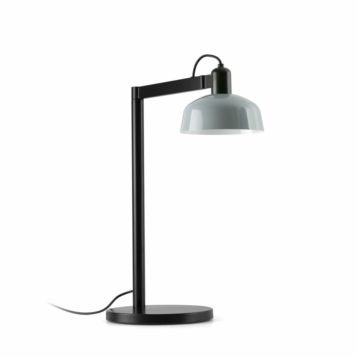 Tatawin 58cm Grijsblauw bureaulamp Van Faro Barcelona - Tatawin is een tafellamp met een zwarte structuur en een grijze metalen kap die gericht, gefocust licht geeft.