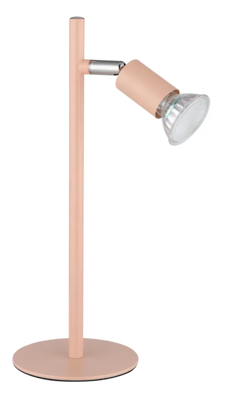 Matrix 30cm Oranje bureaulamp Van Globo Lighting - Den runda basen och det raka metallr&ouml;ret i matt aprikos f&auml;rg ger ett modernt och elegant uttryck.