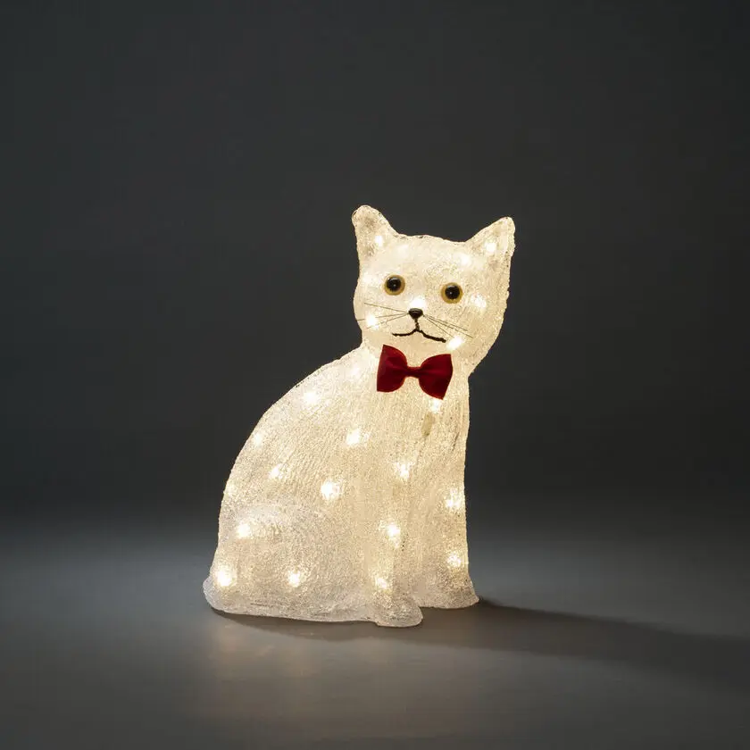 Zittende Kat Van Acryl Duidelijk Van Konstsmide - Charmant en speels &ndash; Deze zittende kat van acryl verspreidt warmte met zijn 40 warmwitte LED-lampjes.