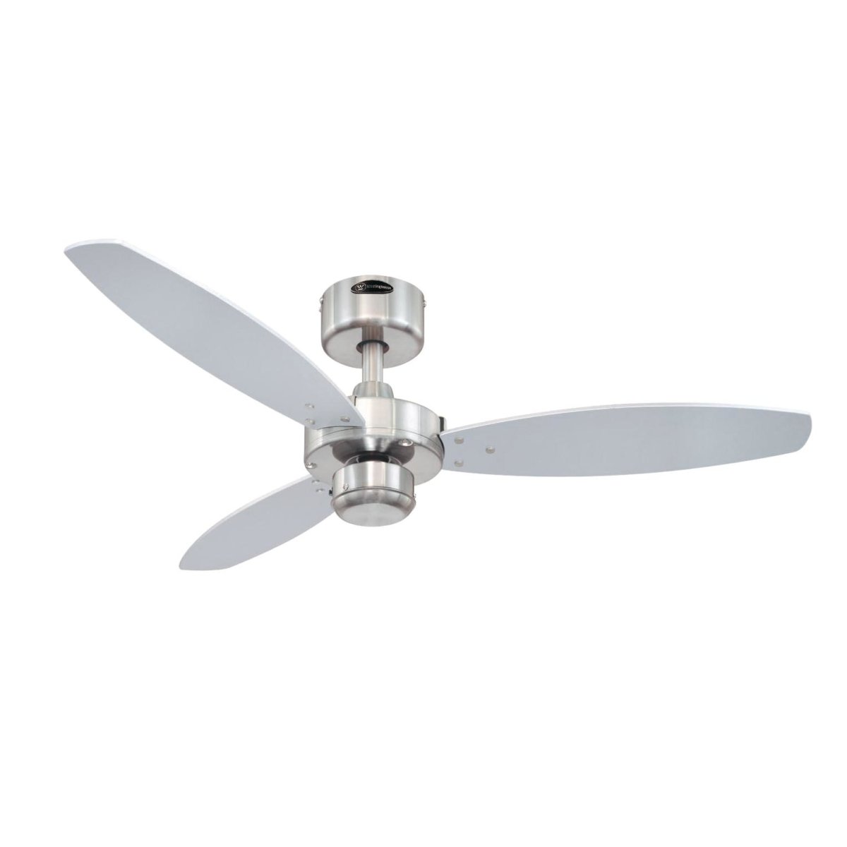 Jet I Ø105 Geborsteld staal Van Westinghouse - Dankzij de omkeerfunctie zorgt de ventilator in de zomer voor verkoeling en in de winter voor een warme luchtcirculatie, voor optimaal comfort het hele jaar door.