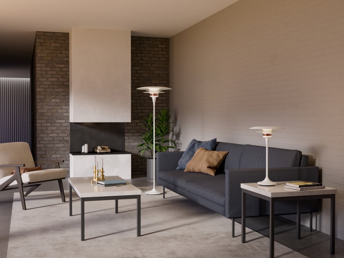 Diablo Ø50 Wit/rosé vloerlamp Van Belid - De lamp is verkrijgbaar in diverse kleurencombinaties, met name in een opvallende mix van mat wit en roze, wat een moderne en tegelijkertijd dramatische uitstraling geeft.