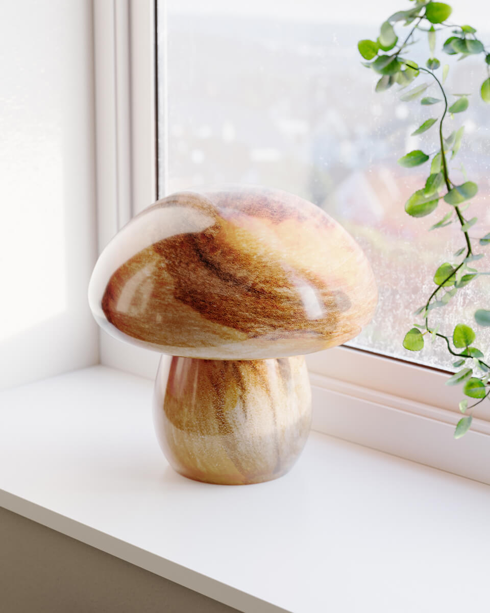 Mira Mushroom 30cm Natuur tafellamp Van By Rydéns - De lamp is niet alleen een functionele lichtbron, maar ook een artistiek detail dat uw interieur accentueert met zijn op de natuur ge&iuml;nspireerde ontwerp en handgemaakte kwaliteit.