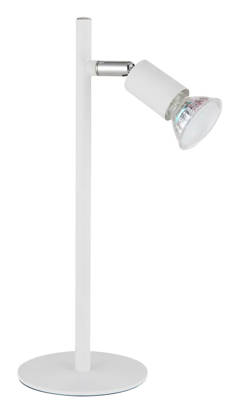 Matrix 30cm Wit bureaulamp Van Globo Lighting - Den runda basen och det raka metallr&ouml;ret i mattvitt ger ett modernt och elegant uttryck.
