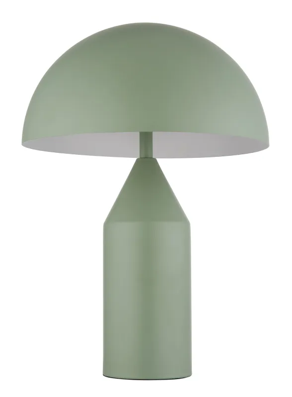 Atoma 40cm Groente tafellamp Van Globo Lighting - Sk&auml;rmen i matt, d&aring;v gr&ouml;n f&auml;rg och vitt skapar en harmonisk kontrast och ger en behaglig ljusspridning.