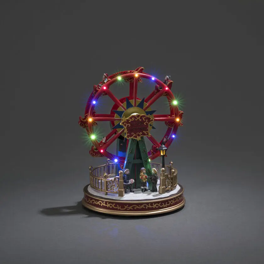 Mechanische Kerstdecoratie Met Reuzenrad 30cm Veelkleurig Van Konstsmide - Cre&euml;er een magisch kerstgevoel met deze charmante mechanische kerstversiering in de vorm van een reuzenrad.