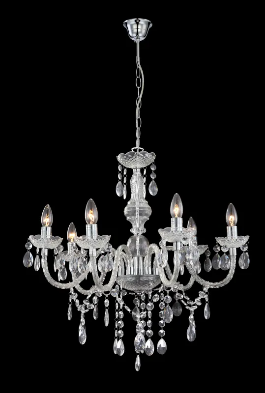 Cuimbra Ø65 Chroom kristal Van Globo Lighting - Den krompl&auml;terade lampan &auml;r tillverkad i akryl och pryds av h&auml;ngande kristaller som ger ett lyxigt uttryck.