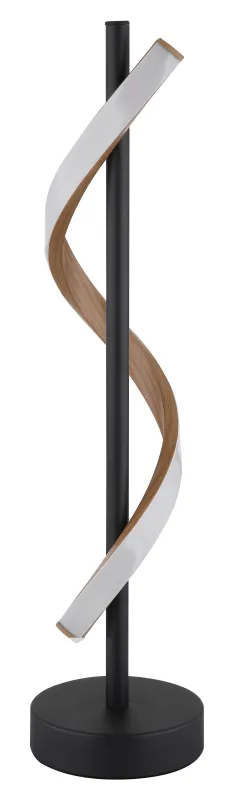 Watkins 50cm Zwart tafellamp Van Globo Lighting - Sk&auml;rmen i aluminium med tr&auml;look och opal plast ger en mjuk och j&auml;mn ljusspridning f&ouml;r en behaglig atmosf&auml;r.