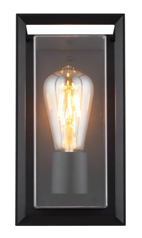 Logana Zwart buitenlamp Van Globo Lighting - Med sin rektangul&auml;ra design och transparenta sk&auml;rm sprider den ett klart och stilrent ljus, perfekt f&ouml;r allt fr&aring;n tr&auml;dg&aring;rdar till uppfarter.