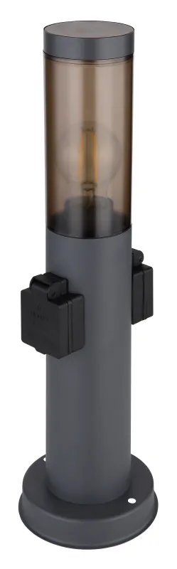 Boston 45cm Antraciet lichtpaaltjes Van Globo Lighting - Tillverkad i rostfritt st&aring;l med en r&ouml;kf&auml;rgad plastsk&auml;rm ger den ett mjukt och behagligt ljus.