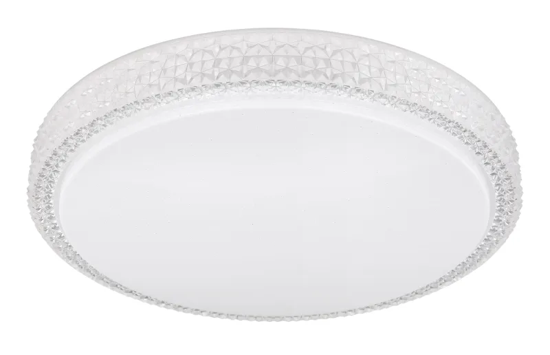 Ovi Ø40 Wit plafondlamp Van Globo Lighting - Kombinationen av vit metall, glittrande dekordetaljer och klara plastkristaller g&ouml;r den till en riktig blickf&aring;ngare.