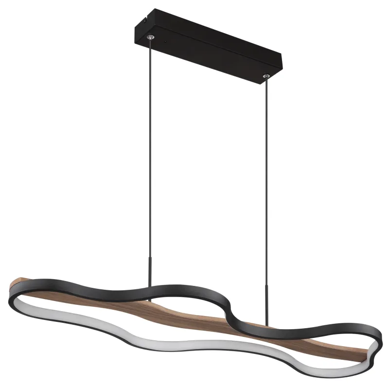 Bezzy 80cm Natuur hanglamp Van Globo Lighting - Bezzy takpendel har en unik molnformad design som kombinerar mattsvart metall, m&ouml;rkbrunt tr&auml; och opalsilikon f&ouml;r en stilfull och behaglig belysning.