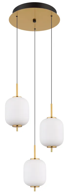 Ewald Ø38 Messing hanglamp Van Globo Lighting - &nbsp;Lampan &auml;r tillverkad av en exklusiv kombination av m&auml;ssing, mattsvart metall och opalglas, vilket ger en sofistikerad och harmonisk k&auml;nsla.