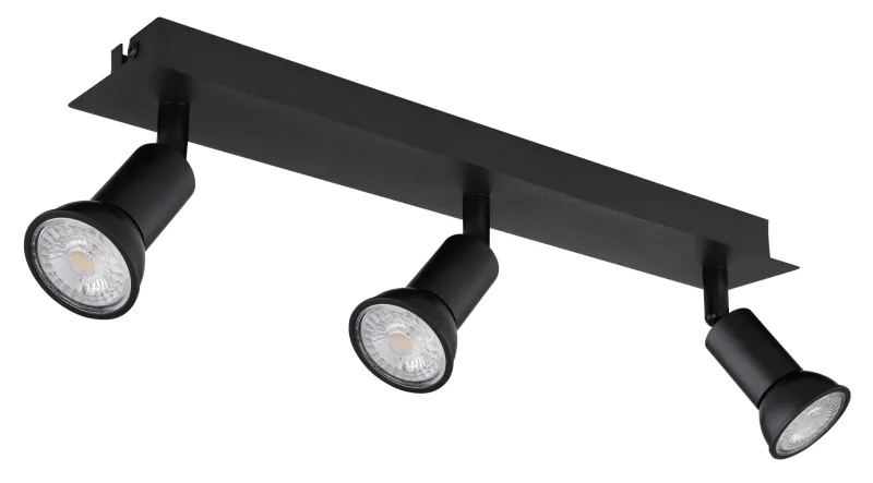 Drew 3 Zwart spot Van Globo Lighting - Drew &auml;r en stilren takspotlight som imponerar med sin enhetliga svarta design.