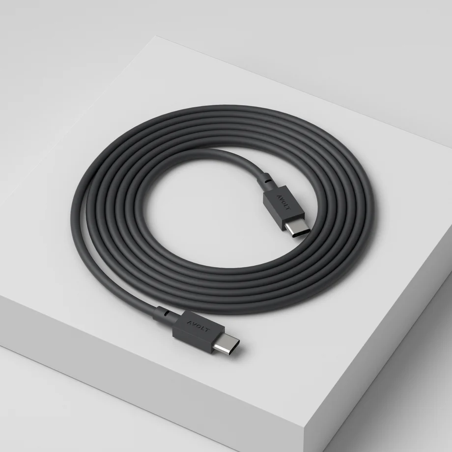 Cable 1 USB C to USB C Charging Cable, 2m Zwart Van Avolt - Perfect te combineren met andere producten van Avolt &ndash; Functie en vorm komen samen, waar u ook bent.