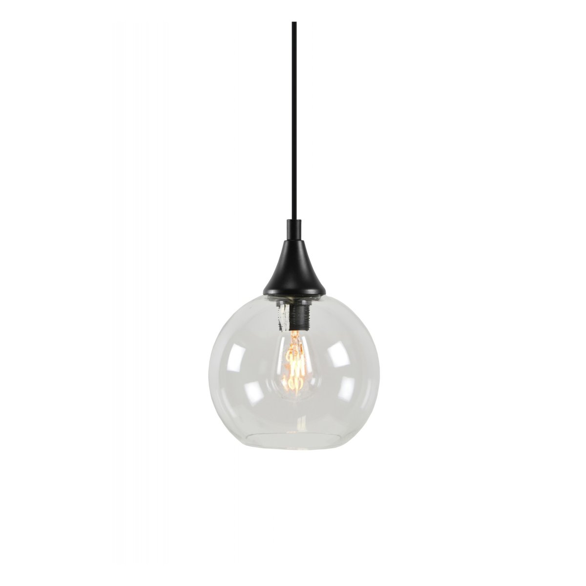 Bowl Ø15 Transparant raamlamp Van Globen Lighting - Wordt geleverd met een 350 cm lange zwarte textielkabel met aan/uit-schakelaar en stekker.