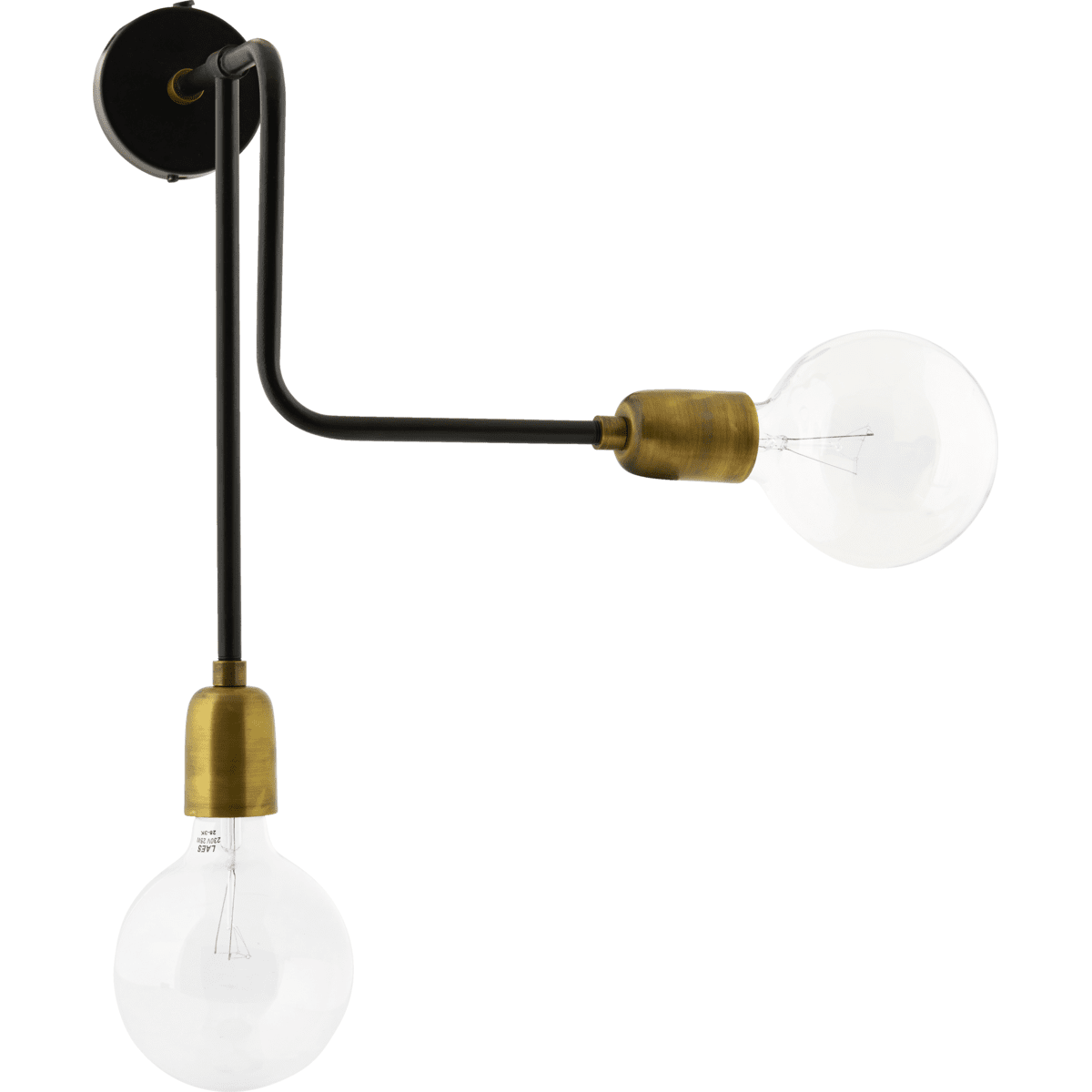 Molecular 30cm Zwart wandlamp Van House Doctor - De combinatie van het ruwe ijzer en het warme messing oppervlak geeft de lamp een nieuwe en spannende uitstraling.