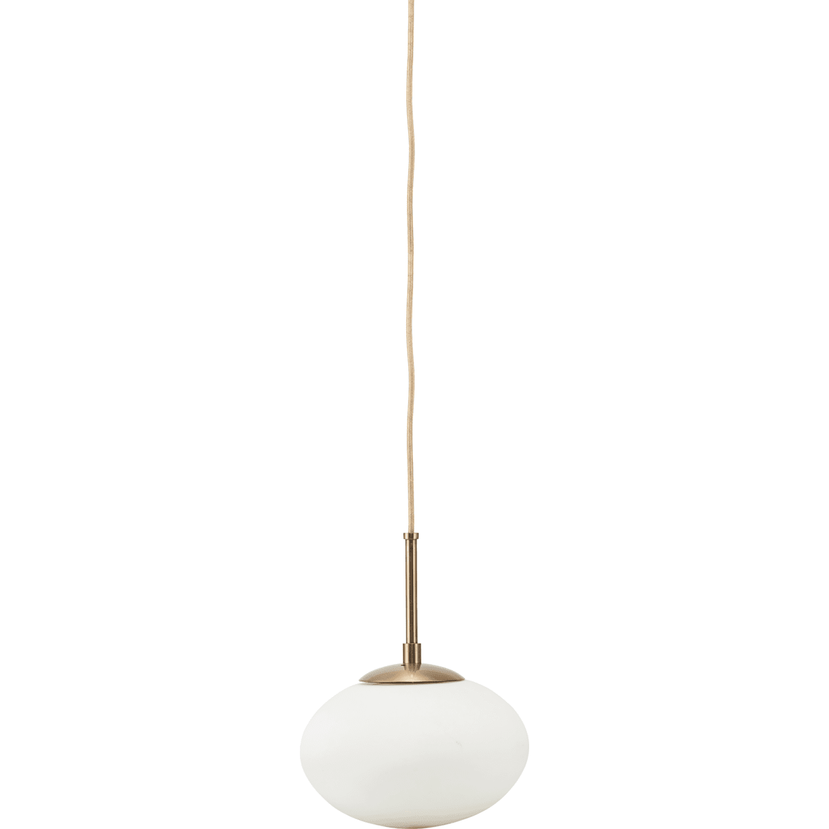 Opal Ø22 Messing hanglamp Van House Doctor - Opal heeft een wit glazen scherm en een messingkleurige ophanging.