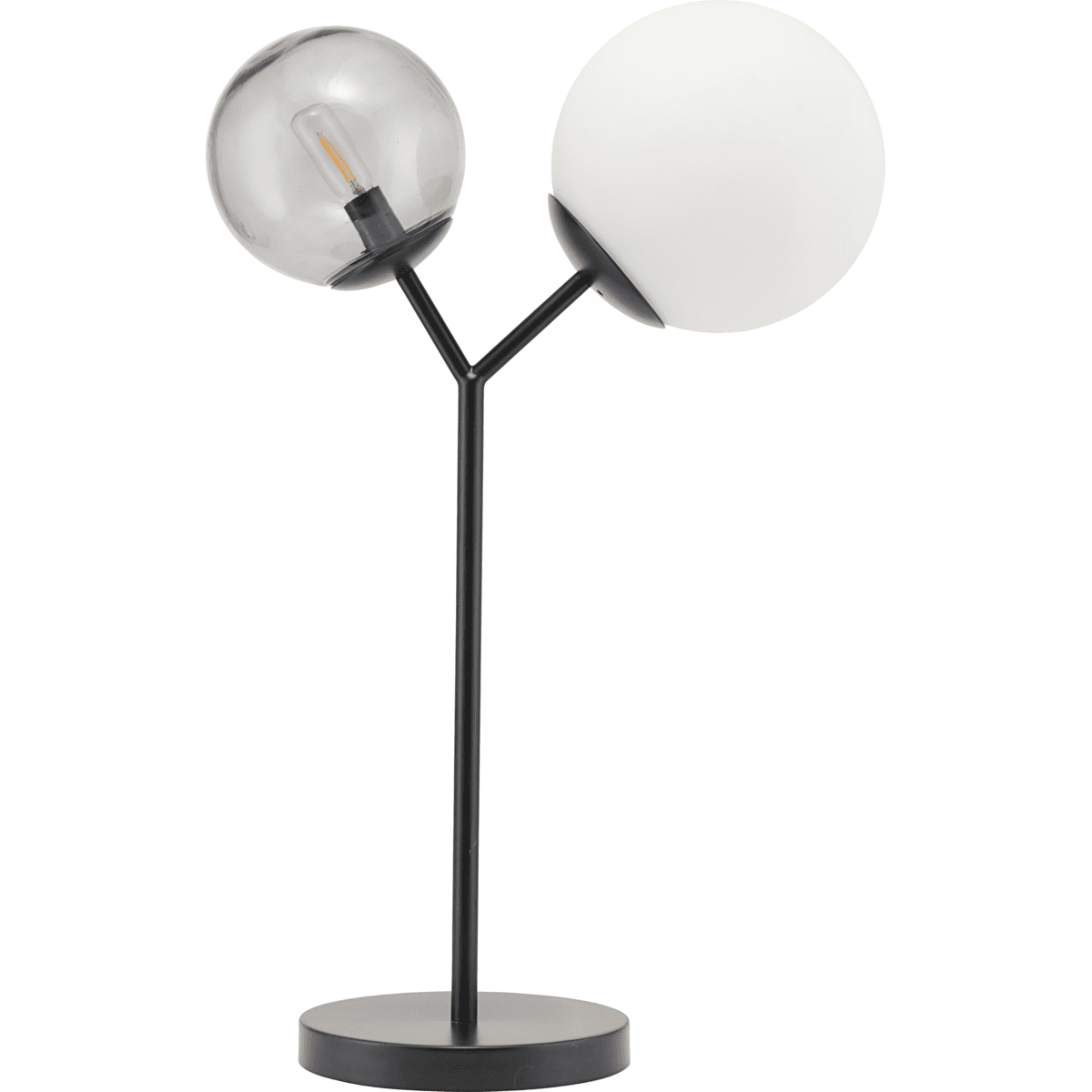 Twice 62cm Zwart tafellamp Van House Doctor - De voet is gemaakt van zwart ijzer en de combinatie van de twee materialen zorgt voor een ruwe, mannelijke en decoratieve lamp.