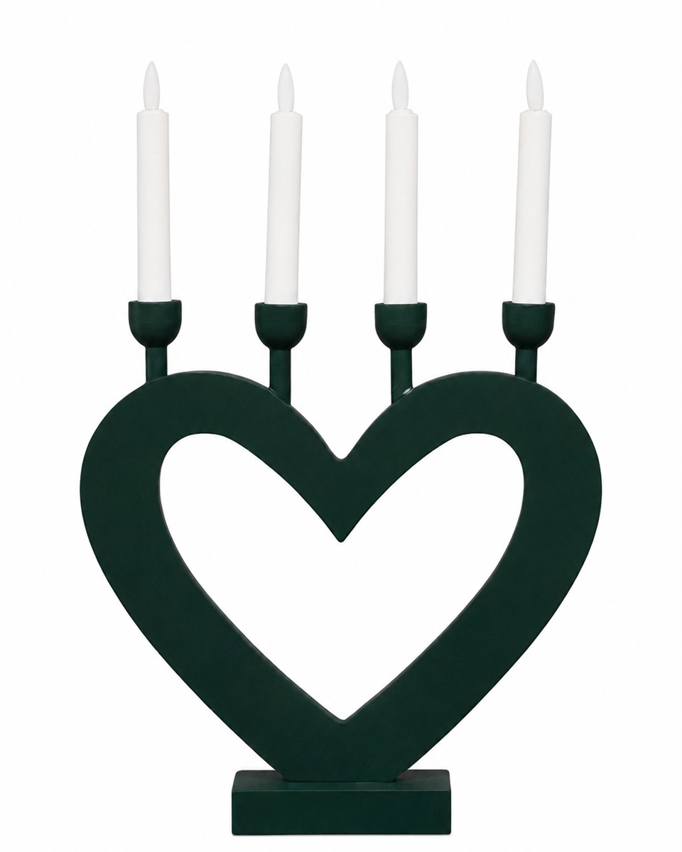 Hart Donkergroen Van Pixie Design - De hartvorm zorgt voor een charmant silhouet en maakt de kandelaar een mooie decoratie, bijvoorbeeld voor het raam, op een bureau of bijzettafel.