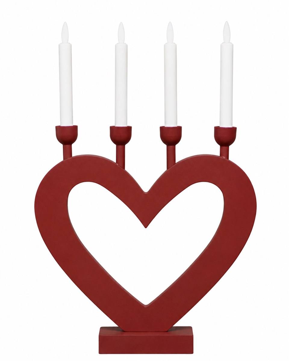 Hart ROOD Van Pixie Design - De hartvorm zorgt voor een charmant silhouet en maakt de kandelaar een mooie decoratie, bijvoorbeeld voor het raam, op een bureau of bijzettafel.