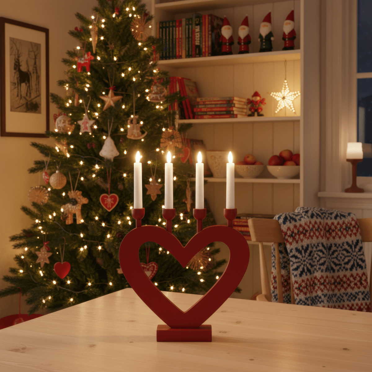 Hart ROOD Van Pixie Design - De hartvorm zorgt voor een charmant silhouet en maakt de kandelaar een mooie decoratie, bijvoorbeeld voor het raam, op een bureau of bijzettafel.